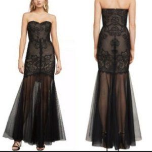 NWT BCBGMaxAzria Black Lace AME mermaid dress SZ6